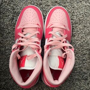 Jordan Pink and White High-Top Sneakers